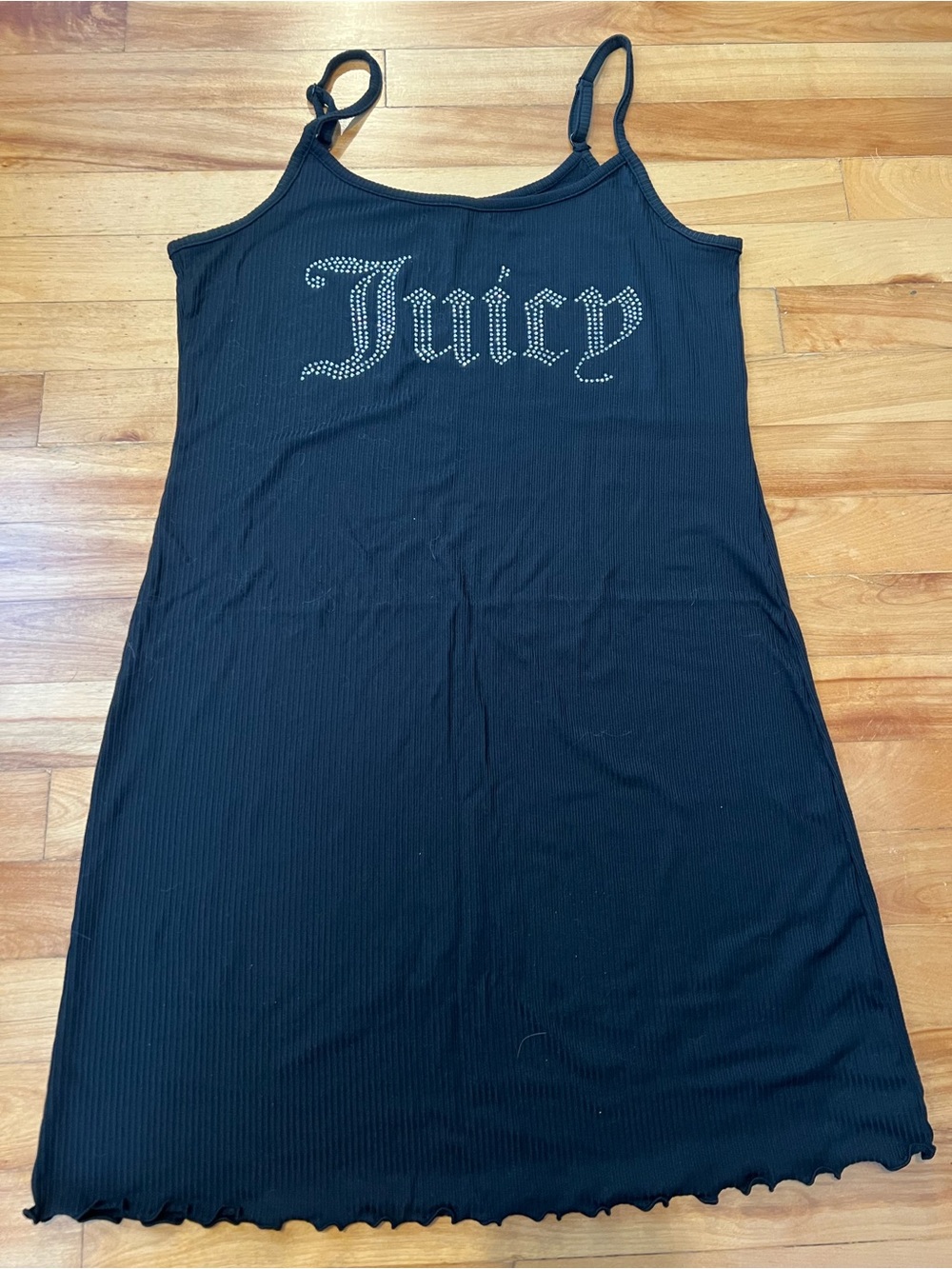 Juicy Couture Black Ribbed Rhinestone 'Juicy' Cami